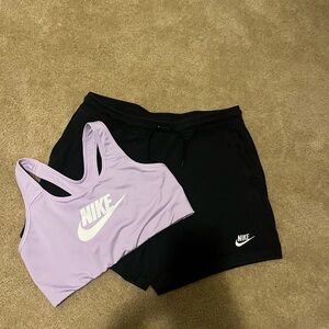 Nike Light Purple Dri-FIT Sports Bra and Shorts